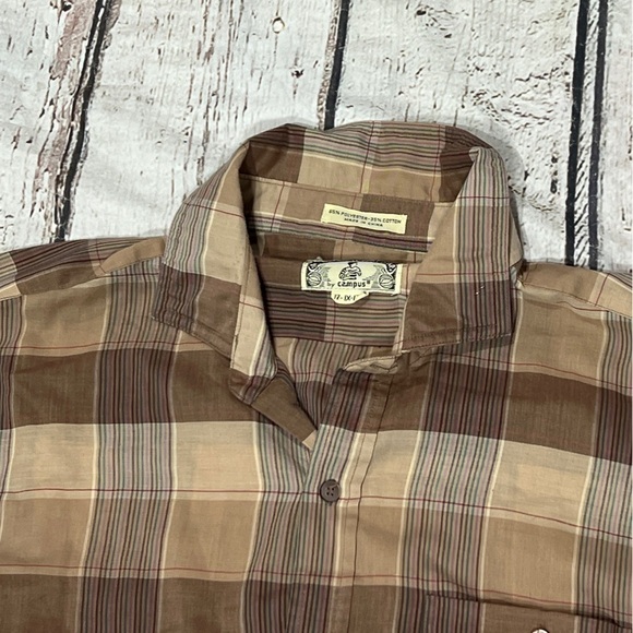 Vintage Western Pearl Snap Campus Button Down Long Sleeve Shirt - Picture 2 of 5